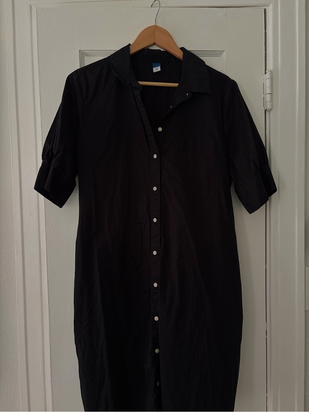 Old Navy Black Midi Shirt Dress